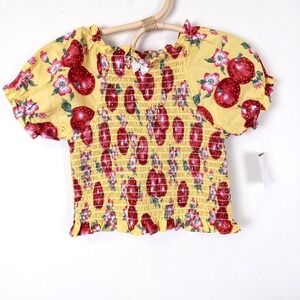 Vintage Y2K NWT Beluga Apple Smocked Top Yellow Red Fruit‎ Print Baby 24m